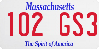 MA license plate 102GS3