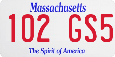 MA license plate 102GS5