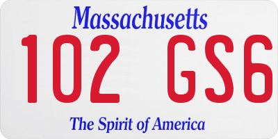 MA license plate 102GS6