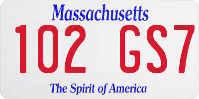 MA license plate 102GS7