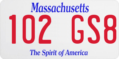 MA license plate 102GS8