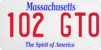 MA license plate 102GT0