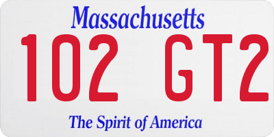 MA license plate 102GT2