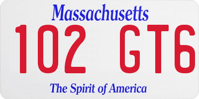 MA license plate 102GT6