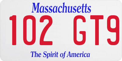 MA license plate 102GT9