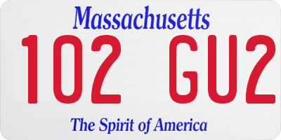 MA license plate 102GU2