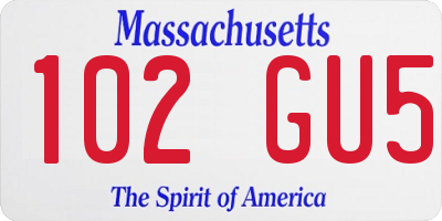 MA license plate 102GU5