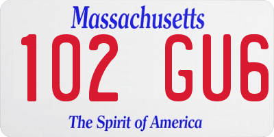 MA license plate 102GU6