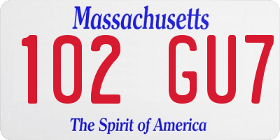 MA license plate 102GU7