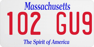 MA license plate 102GU9