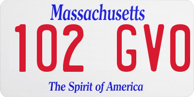 MA license plate 102GV0