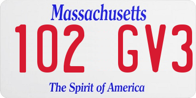 MA license plate 102GV3