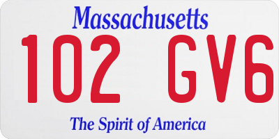 MA license plate 102GV6