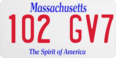 MA license plate 102GV7