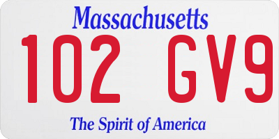 MA license plate 102GV9