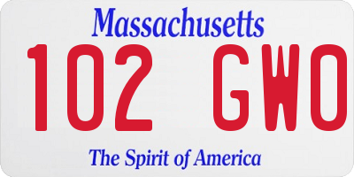 MA license plate 102GW0