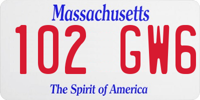 MA license plate 102GW6