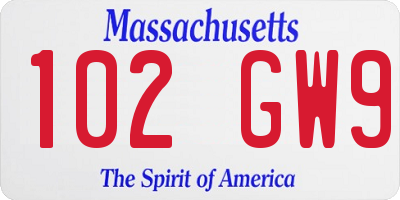 MA license plate 102GW9