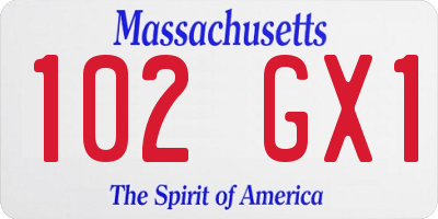 MA license plate 102GX1