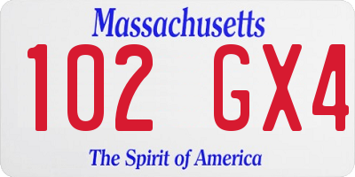 MA license plate 102GX4