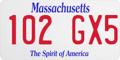 MA license plate 102GX5