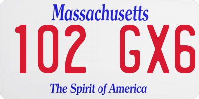 MA license plate 102GX6