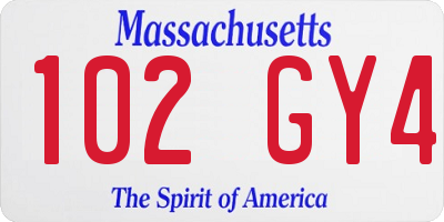 MA license plate 102GY4