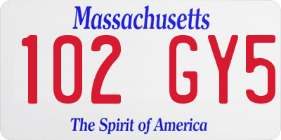 MA license plate 102GY5