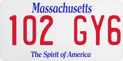 MA license plate 102GY6