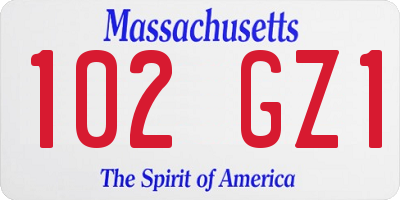 MA license plate 102GZ1