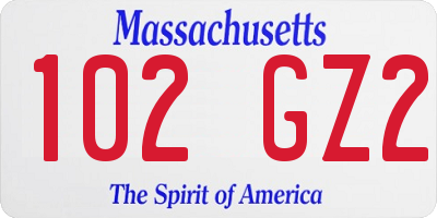 MA license plate 102GZ2