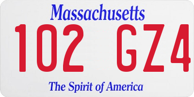 MA license plate 102GZ4