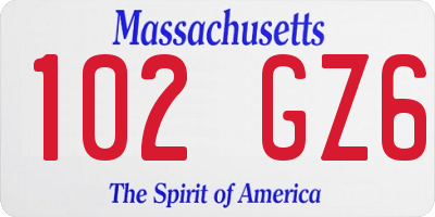 MA license plate 102GZ6