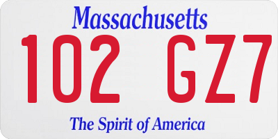 MA license plate 102GZ7
