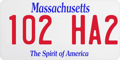 MA license plate 102HA2