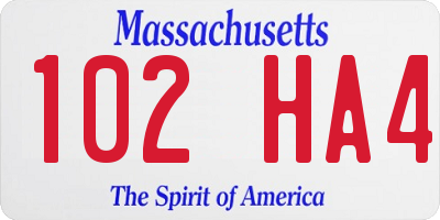 MA license plate 102HA4