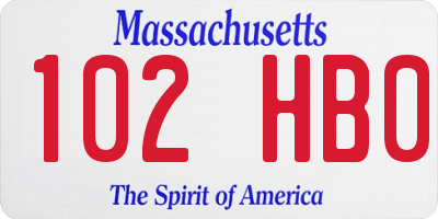 MA license plate 102HB0