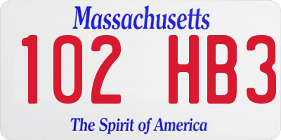 MA license plate 102HB3