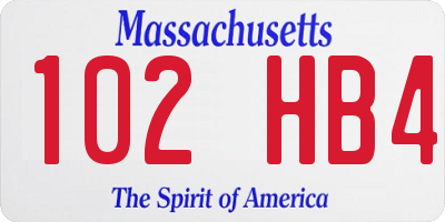 MA license plate 102HB4