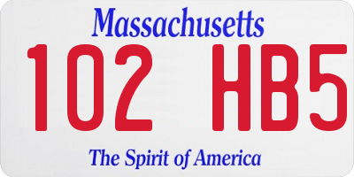 MA license plate 102HB5