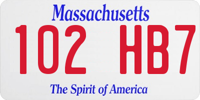 MA license plate 102HB7