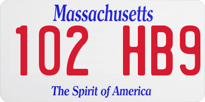 MA license plate 102HB9