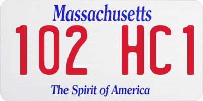 MA license plate 102HC1