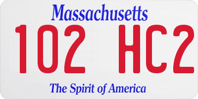 MA license plate 102HC2