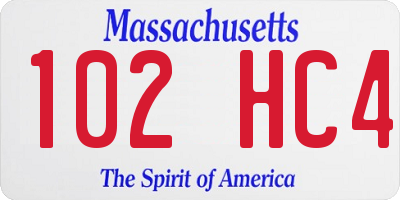 MA license plate 102HC4