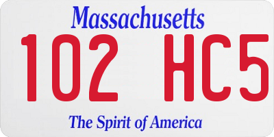 MA license plate 102HC5