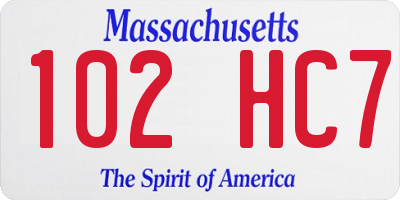 MA license plate 102HC7