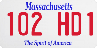 MA license plate 102HD1