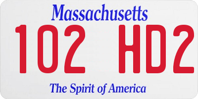 MA license plate 102HD2