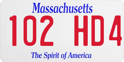 MA license plate 102HD4